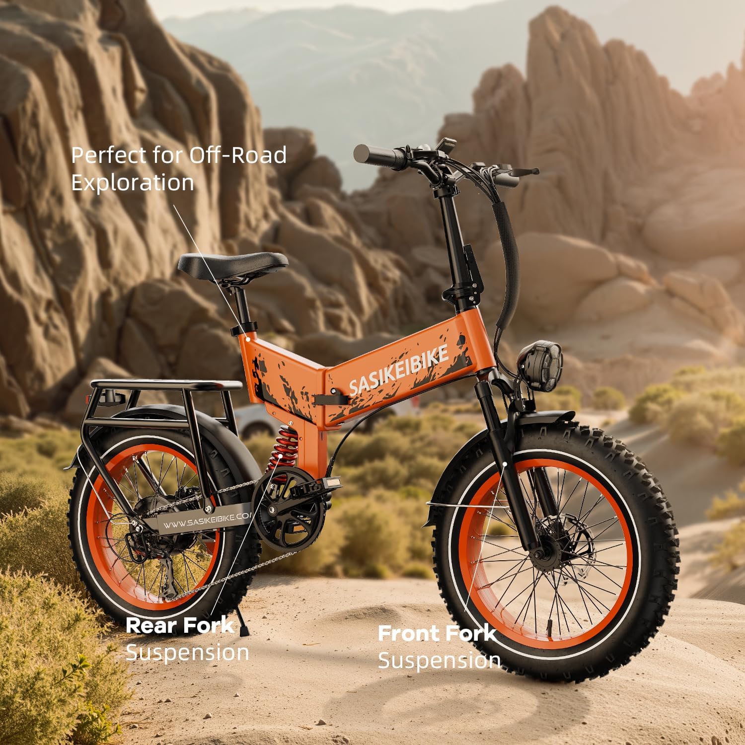 SASIKEIBIKE 1500W Folding Electric Bike for Adult,52V20Ah Removable Battery Ebike with 70Mile Max,20' x4.0 Fat Tire E-Bike, Foldable Dual Suspension Electric Bicycle for Commute,Mountain