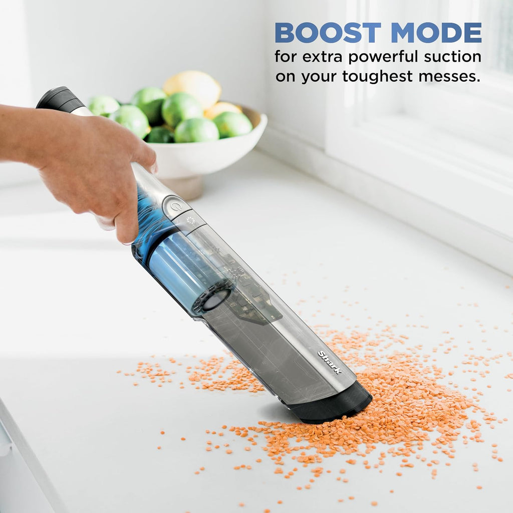 Shark WANDVAC Power PET Cordless Hand Vac, Ultra-Lightweight & Portable with Powerful Suction & Boost Mode, NEW FurFins Tool & Duster Crevice Tool, Designed for Car & Pet Homes, White, WV410WH