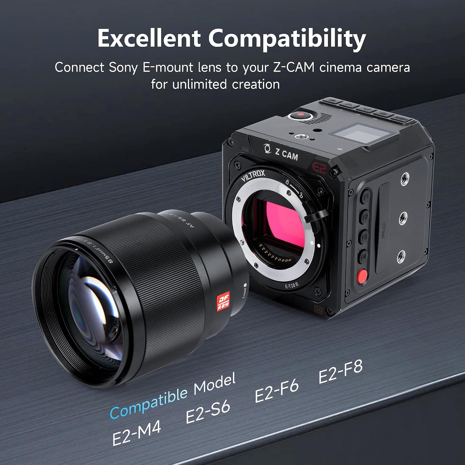 VILTROX E-T10 II Lens Mount Adapter Converter Compatible with Sony E Mount Lens to Z-CAM E2-M4 and E2-S6 Cinema Cameras