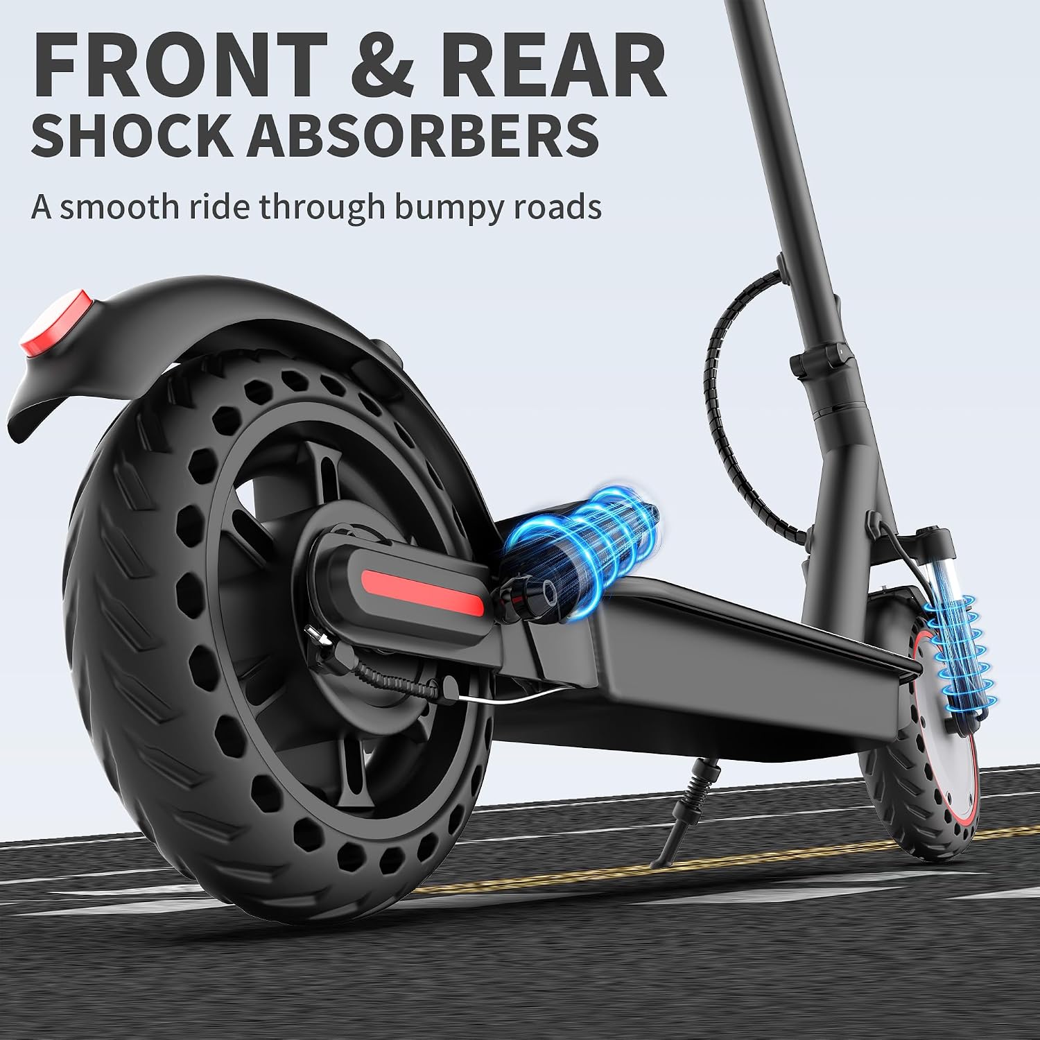 Aovowheel Electric Scooter for Adults, Folding E Scooter with 250W-500W Motor 16-24 Mph Top Speed, Max 15-60Miles Long Range,6.5''/8.5''/10''/14'' Solid Tires Commuting Scooters, Dual Brakes