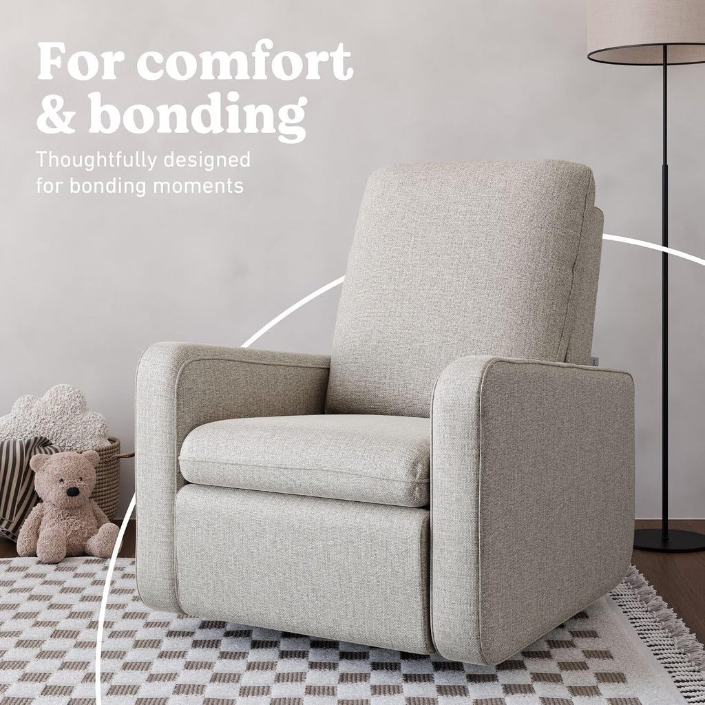 Graco Teddi Power Recliner Swivel Glider, Electronic Power Recline, Oeko-TEX 100 Certified, USB-A & USB-C Charger, Premium Cushioning & Comfort – (Dune Basketweave)
