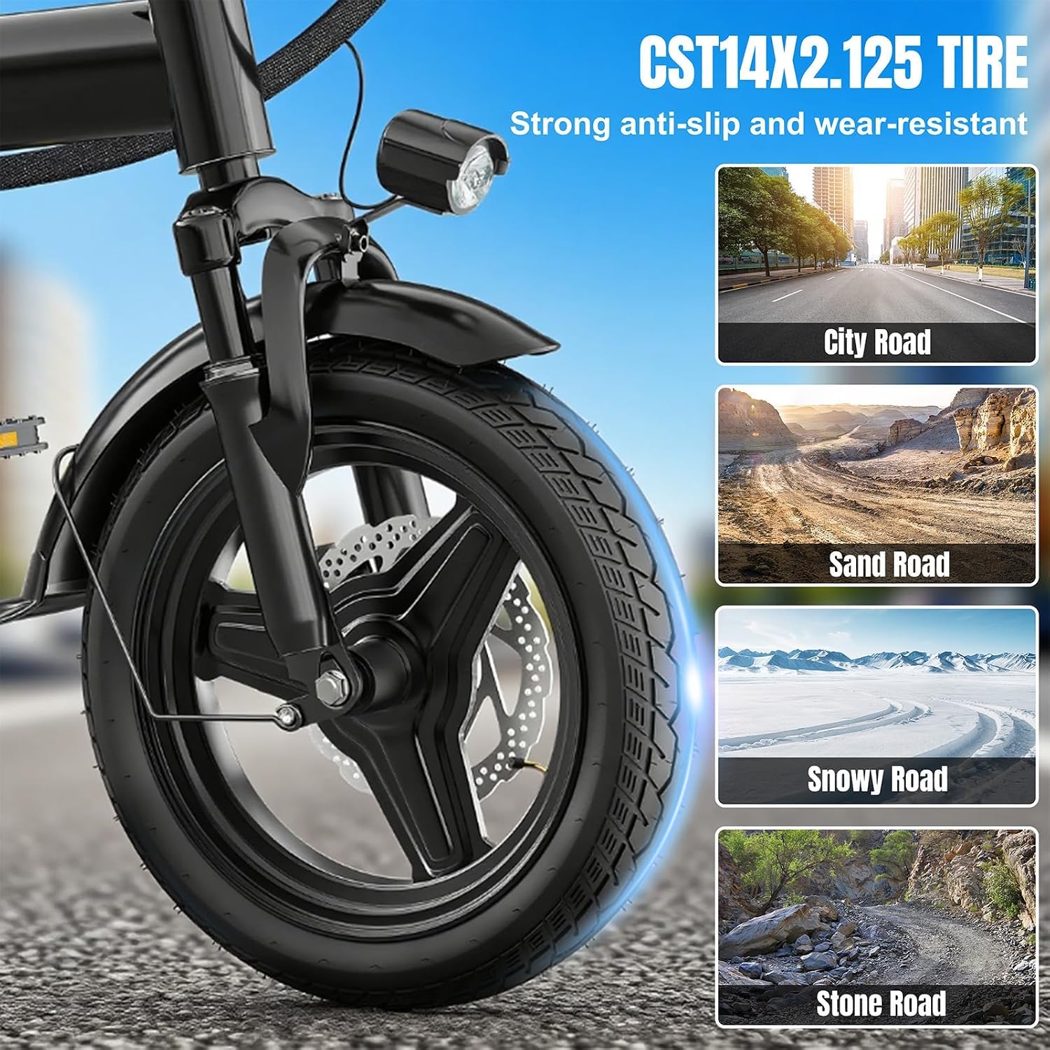 Electric Bike for Adults and Teens, 560W Motor 24MPH Compact Commuter Ebike, 48V 10Ah Battery, 32 Miles Range, 3 Shock Absorbers, 14' Mini Foldable Electric Bicycles with Basket, UL 2849 Certified