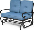 Tangkula Outdoor Swing Glider Chair, Patio Glider Bench for 2 Persons, Outdoor Rocking Loveseat with Steel Frame & Comfortable Cushions for Garden, Porch, Balcony, Poolside (Blue)