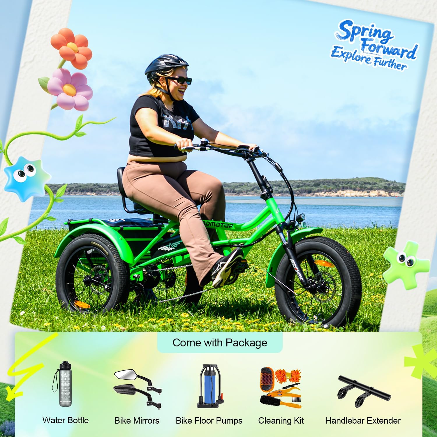 ADDMOTOR ARISETAN Electric Trike for Adults, 750W Rear Motor Electric Tricycle, 85MI 48V 20AH Semi-Recumbent E-Trike, UL2849 3 Wheel Electric Trike