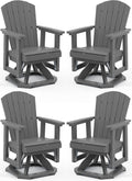 SERWALL Adirondack Swivel Glider Chair, HDPE Glider Set of 4 for Outdoor, All-Weather Glider Chair for Porch, Balcony, Slate Grey