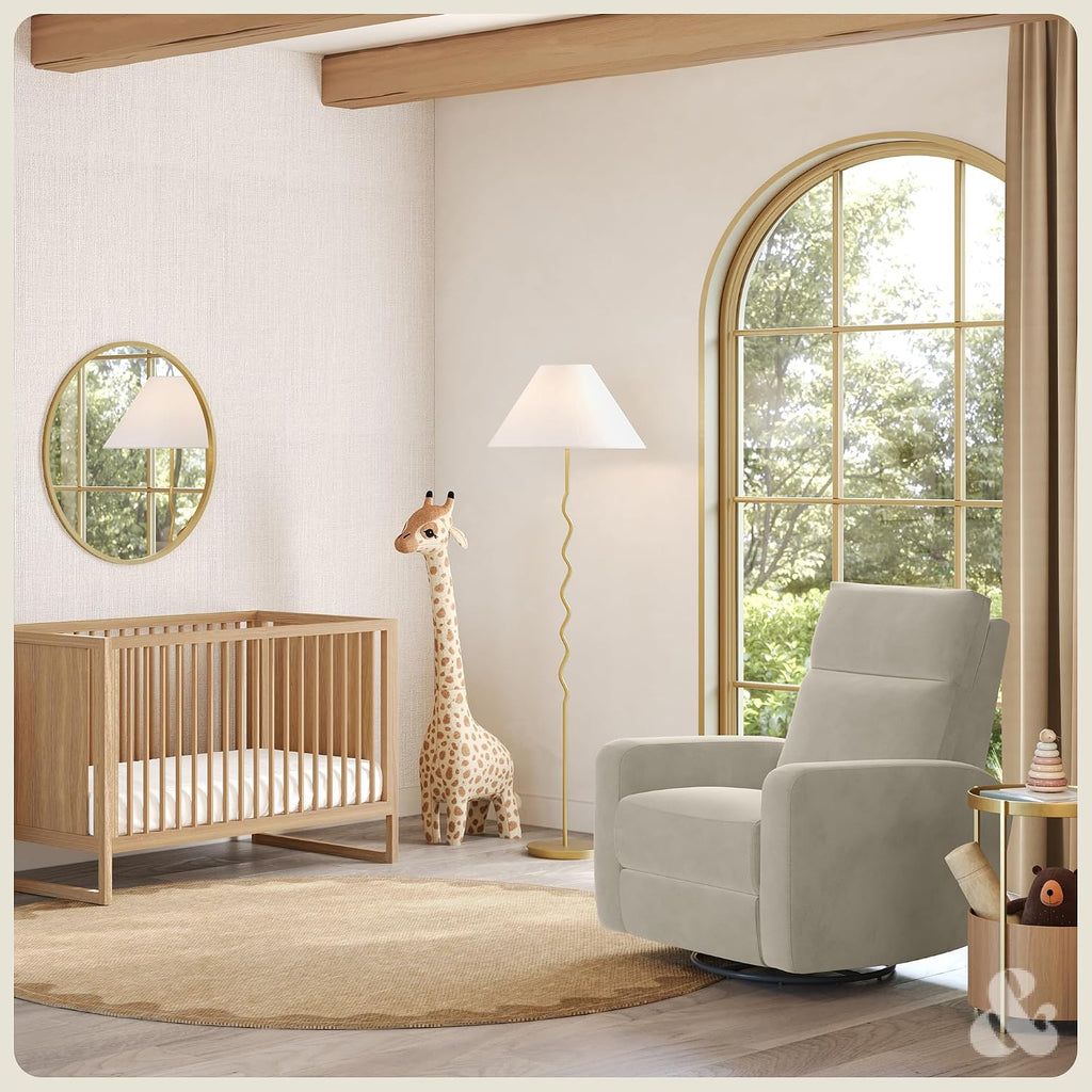 Nurture& The Glider Plus - Premium Nursery Power Recliner | Swivel Chair with Adjustable Head Support and Adjustable Lumbar Support | Built-in USB - The Ultimate Comfort for Nursing, Relaxing (Ivory)
