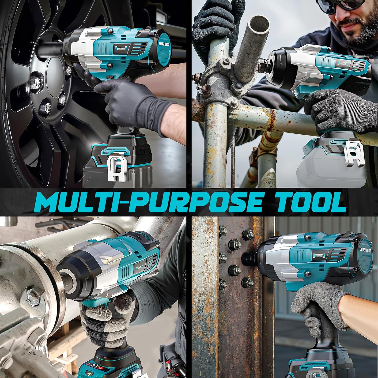 DIYtoolifz Cordless Impact Wrench 1/2' Compatible with Makita 18v Battery, 1700 Ft-lbs High Torque Impact Driver with 6Pcs Sockets & Storage Case, Impact Gun with 4 Modes & LED Light(Tool Only)