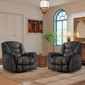 ANJ 2PCS Oversized Rocker Recliner Chairs Set, Manual 360° Swivel Recliners, Comfy Glider Rocking Chairs for Big Man, Extra Wide Overstuffed Reclining Chairs with Side Pocket for Living Room, Grey