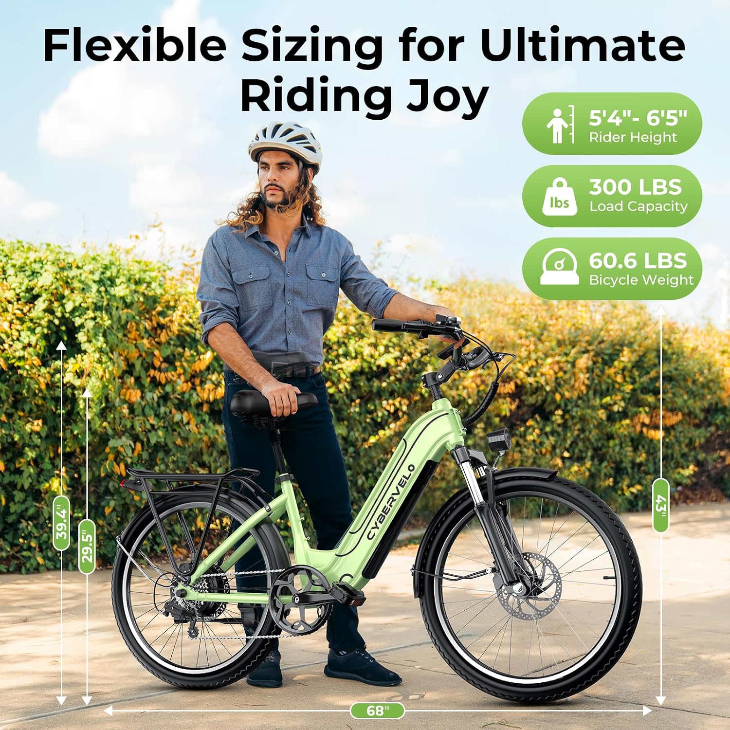 Cybervelo 750W Peak Electric Bike for Adults,up 80 Miles Removable Battery Ebike, 26' Electric E Bike with 7-Speed,Adult Electric Bicycles for Commute Beach Snow Womens/Man All Terrain