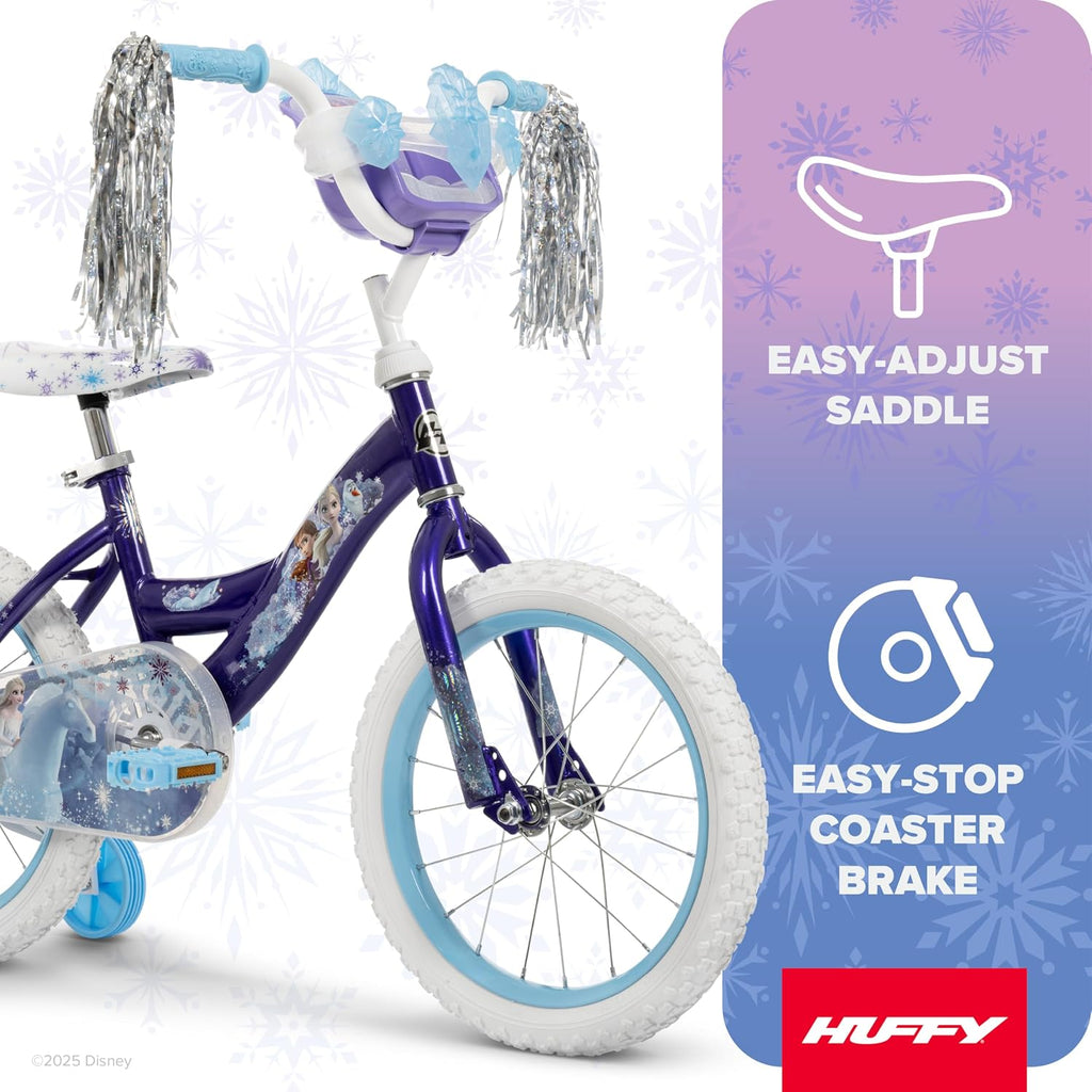 Huffy Disney Girls' Bikes, 12/16 Inch Sizes, Ages 3+ Years Old, Disney Princess, Minnie Mouse, Frozen Bicycles, Characters, Removable Training Wheels, Streamers, Easy Assembly, Durable, Safe