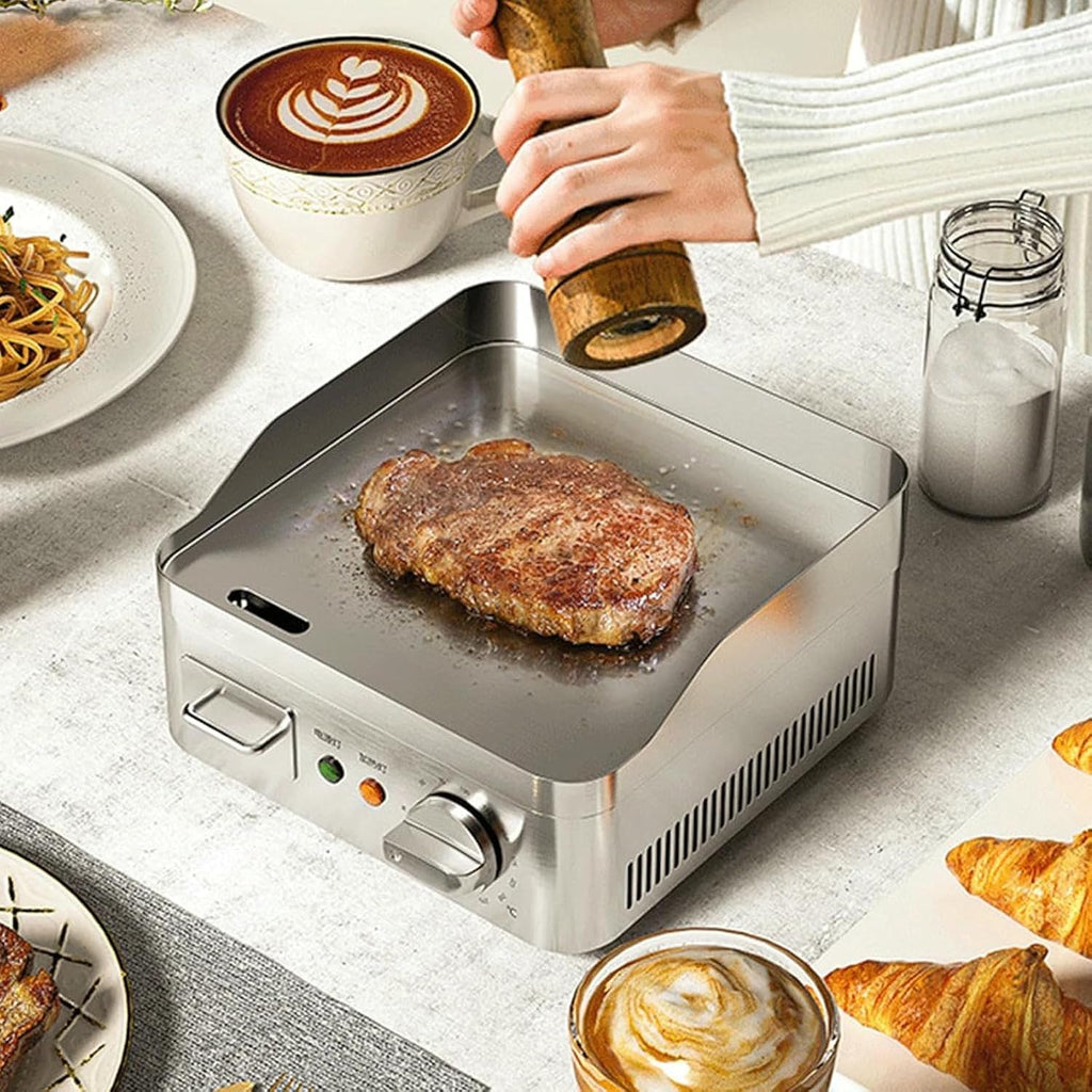 13.7' Commercial Electric Countertop Griddle Grill, Non-Stick Stainless Steel Flat Top Grills for Kitchen Restaurant
