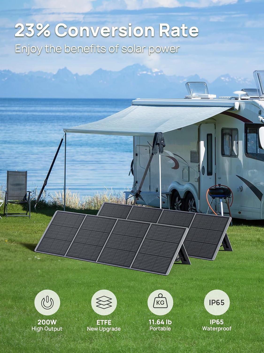 AFERIY P210 2400W Portable Power Station with 2x 200W Solar Panel, 2048Wh LiFePO4 Battery Backup with AC & Solar Charging, Quiet Generator for Home Use, Outdoor Camping, RV, Emergency Power Supply