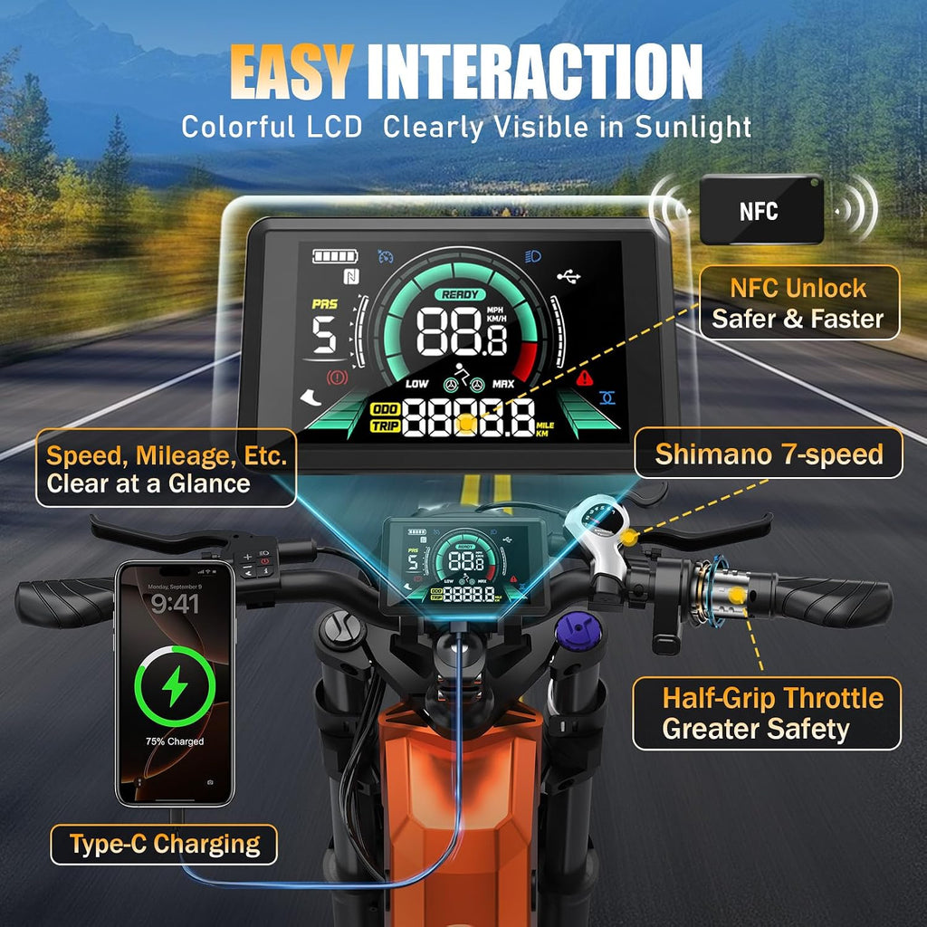 TESWAY X9 Ultra Dual Motor Ebike, 26' Fat Tire Full Suspension AWD Electric Bike for Adults, 4000W 43MPH 240NM, 60V 30Ah(Camo)/25Ah(Other) 120 Miles Long Rang