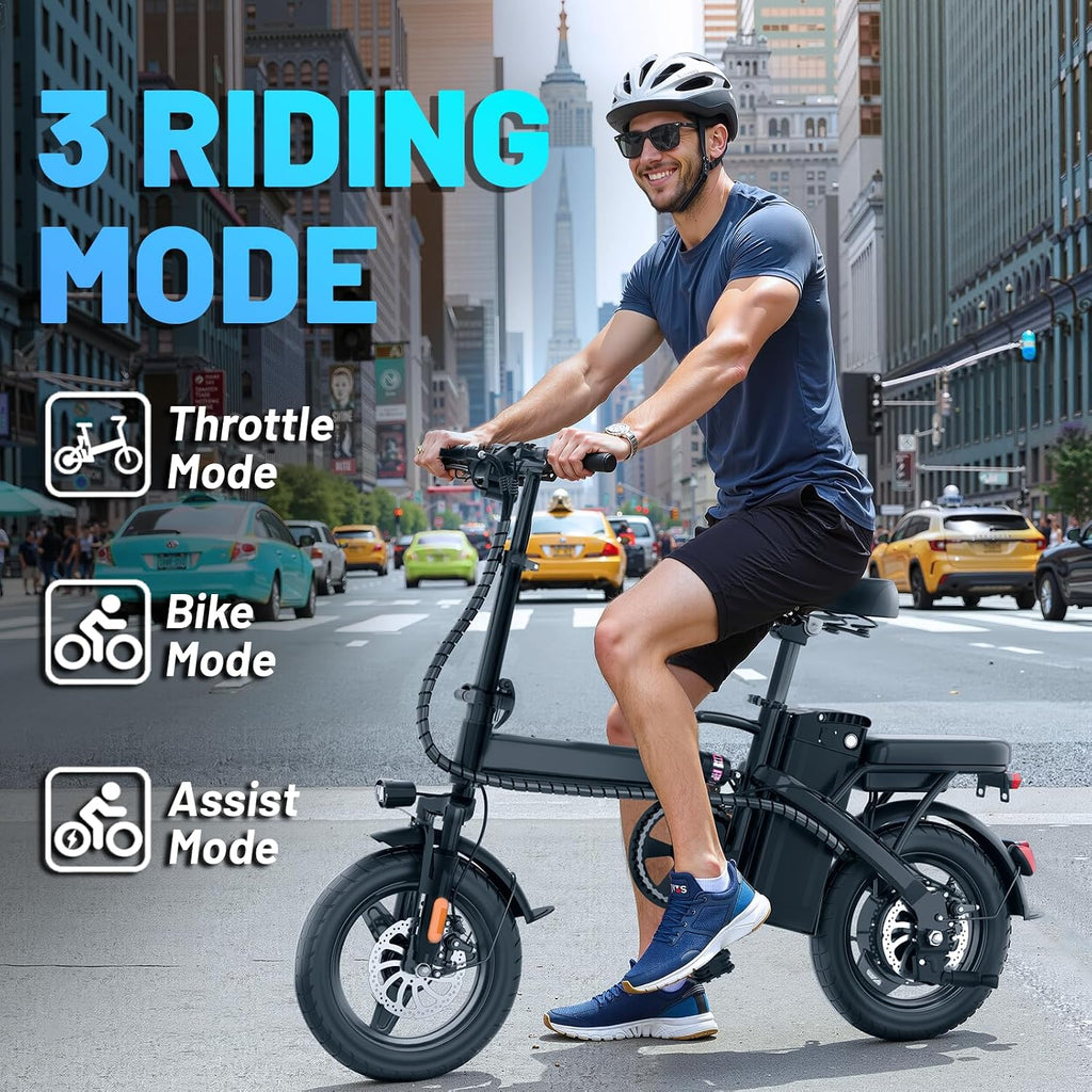 REOCRO Folding Electric Bike for Adults and Teens, 14' Mini E-Bike with 500W Motor, Foldable Ebike with 48V Removable Battery UL 2849 Certified, Commuter Electric Bicycle with 25-30 Miles PAS Range