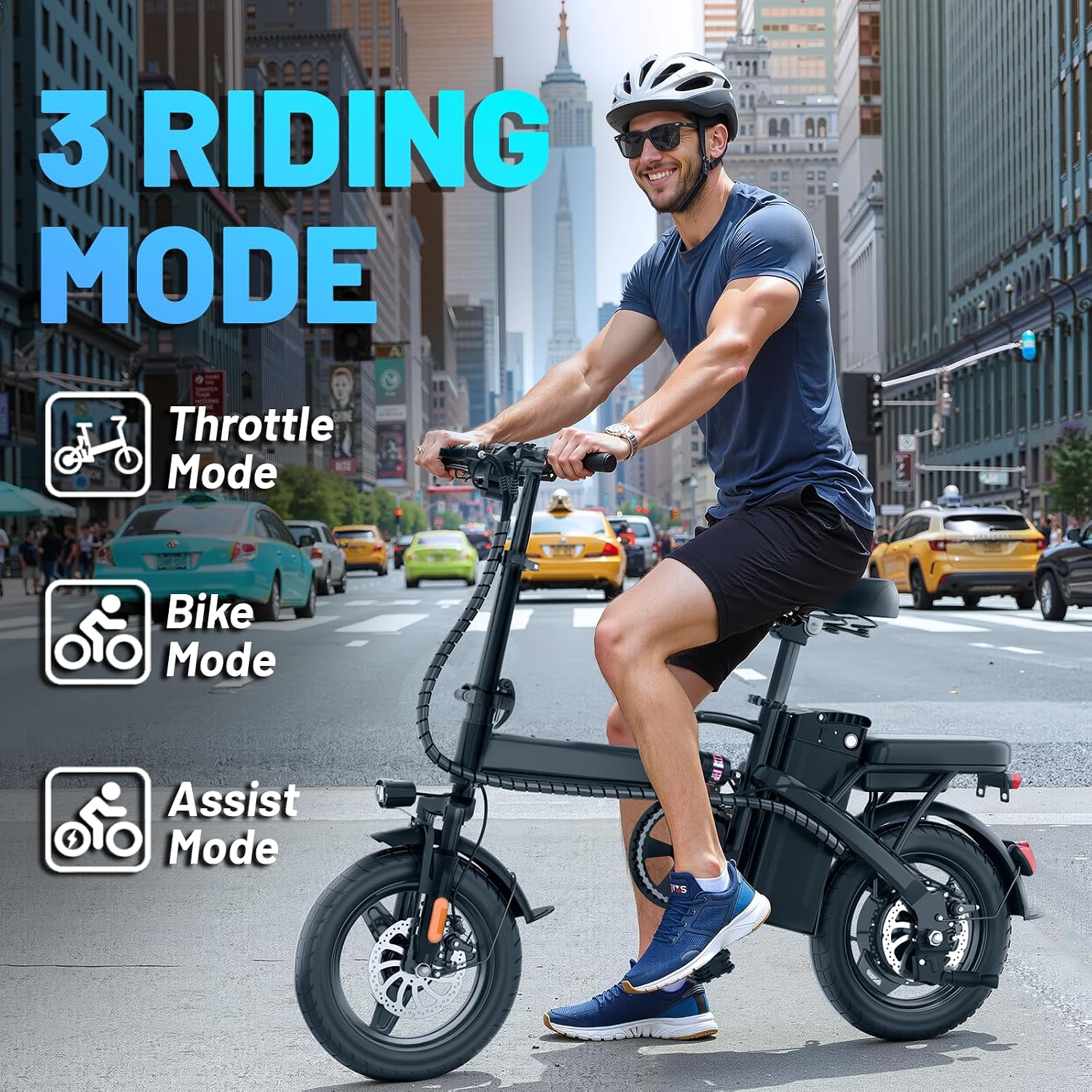 REOCRO Folding Electric Bike for Adults and Teens, 14' Mini E-Bike with 500W Motor, Foldable Ebike with 48V Removable Battery UL 2849 Certified, Commuter Electric Bicycle with 25-30 Miles PAS Range