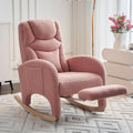 Rocking Chair Nursery with Foot Rest,Upholstered Teddy Glider Rocker with Wood Legs, Nursing Rocking Chair for Living Room/Nursery,Pink