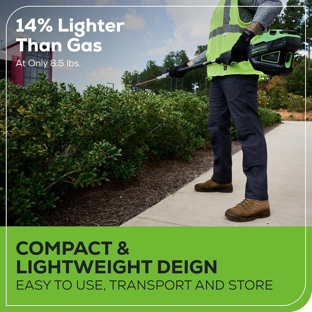 Greenworks 82V 24' Brushless Cordless Fixed Mid Pole Hedge Trimmer, 2.5Ah Battery and Dual Port Rapid Charger (Great for Landscapers and Professionals)