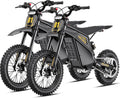 Heybike Villain Electric Dirt Bike, 4160W E Dirt Bike with 52V 26AH Battery, 14'/12' Fat Tire Electric Motorcycle for Teens, Max 45MPH Ebike with Reversing Function（Set of 2; Black*2）
