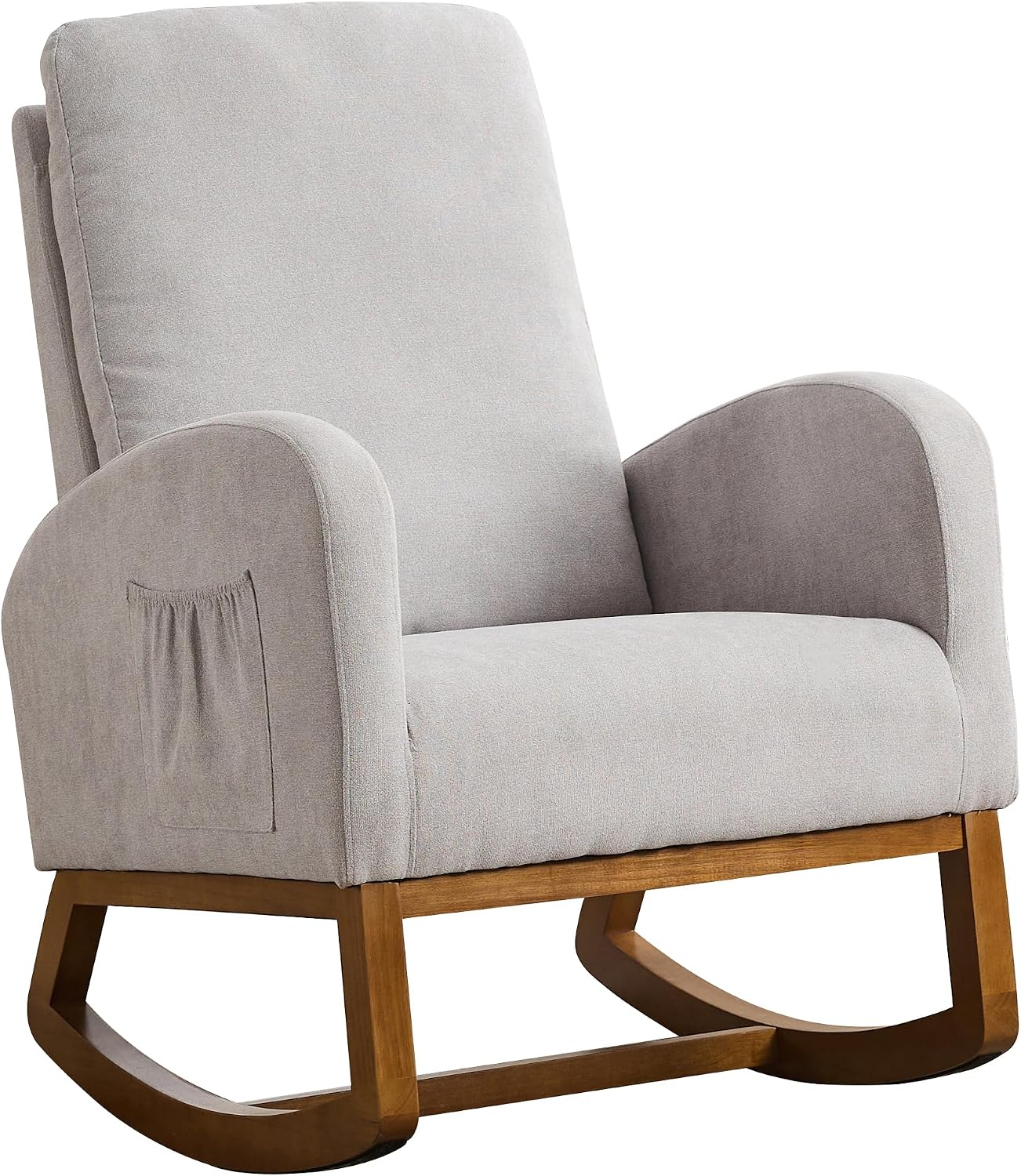 Chifee & Vingol Rocking Chair Nursery Nursing Glider Rocker Chair, Linen Fabric, Light Grey