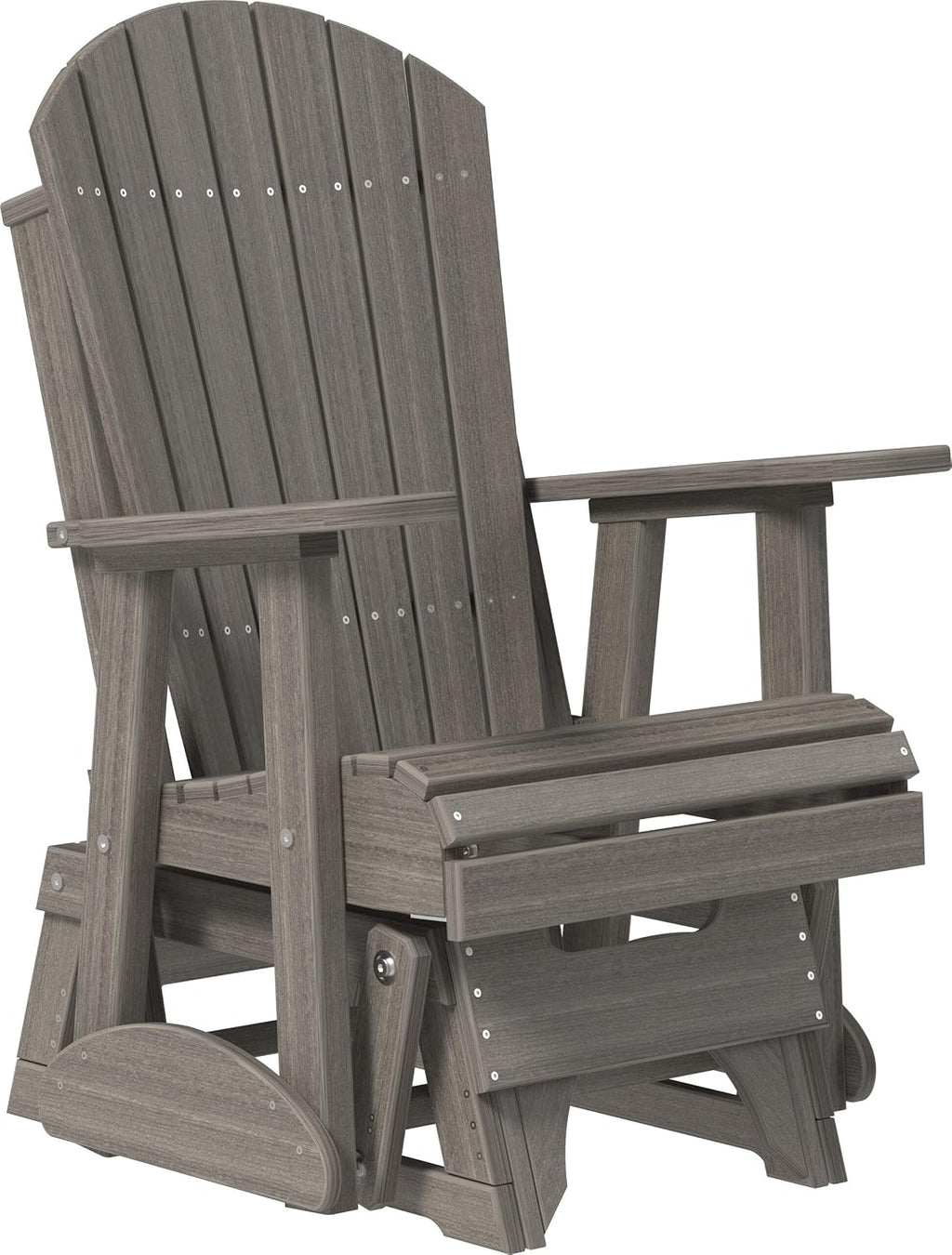 LuxCraft 2' Adirondack Glider Chair, Outdoor Patio Rocking Glider, Gliding Rocker for Outside (Coastal Gray)