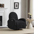 GDFStudio Swivel Glider Recliner Chair Nursery Rocker Recliner Chair with Boucle Upholstered High Back Single Seat Sofa Chair with Deep Seat Manual Nursing Reclining for Living Room, Black