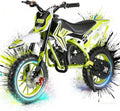 50cc Kids Dirt Bike, 2-Stroke Gas Power Dirt Bike Off Road Motocross Gas Dirt Bike with Front Rear Disc Brakes for Beginner Motocross Bikes for Kids 8-12 Max 30KM/H 150KG Load Green