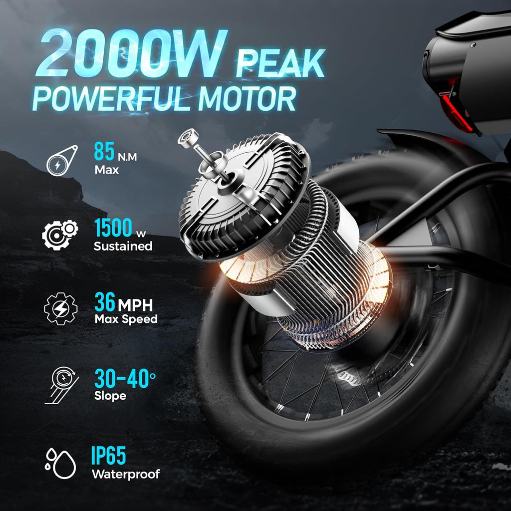 eAhora Dual Motor Electric Bike - Adults 4000W 44MPH Ebike 52V 30Ah Long Range Electric Dirt Bike, 20 * 4.5 Fat Tire Electric Mountain Bike Full Suspension Electric Motorcycle for Off Road