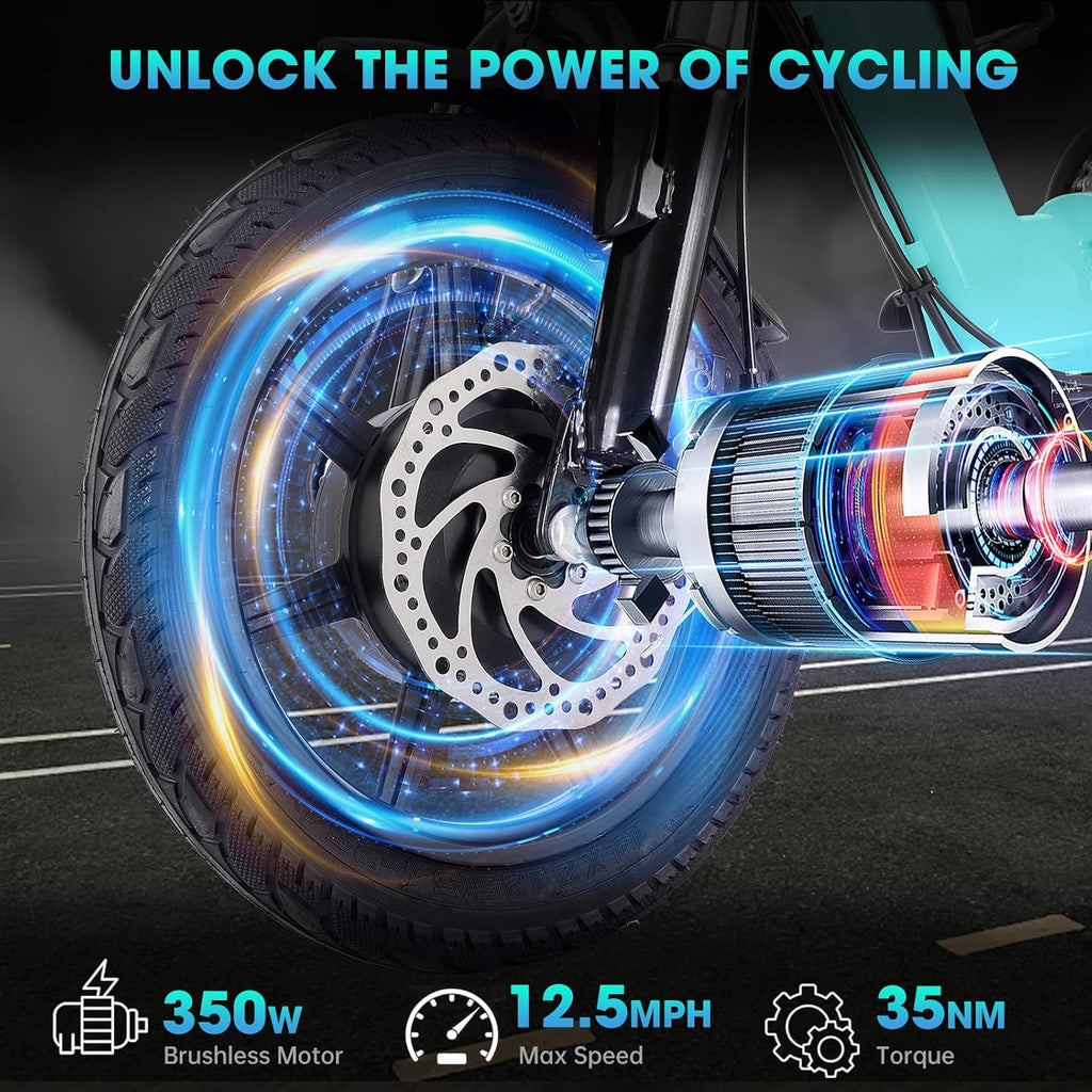 E Trike Electric Bike, 350W(Peak 500W) Brushless Motor Folding Trike, 2 Seats Ebike, 480Wh Removable Battery, Step-Thru 3 Wheel Electric Bicycle, Up to 45 Miles, Tricycle for Adults Parents