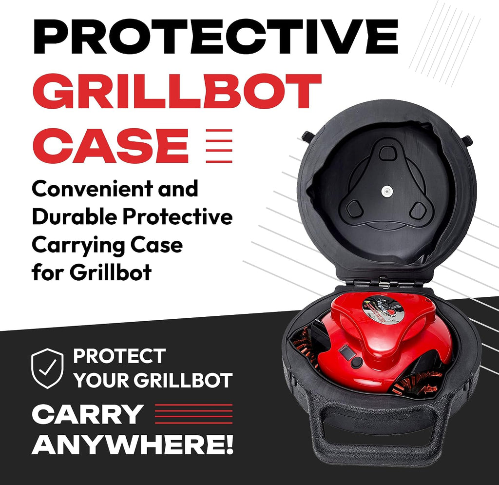 Grillbot Automatic Grill Cleaning Robot with Nylon Brushes, Electric BBQ Cleaner Brush with Motorized Power, Cordless Rechargeable Grill Scrubber for Outdoor Grills (Black and Case)