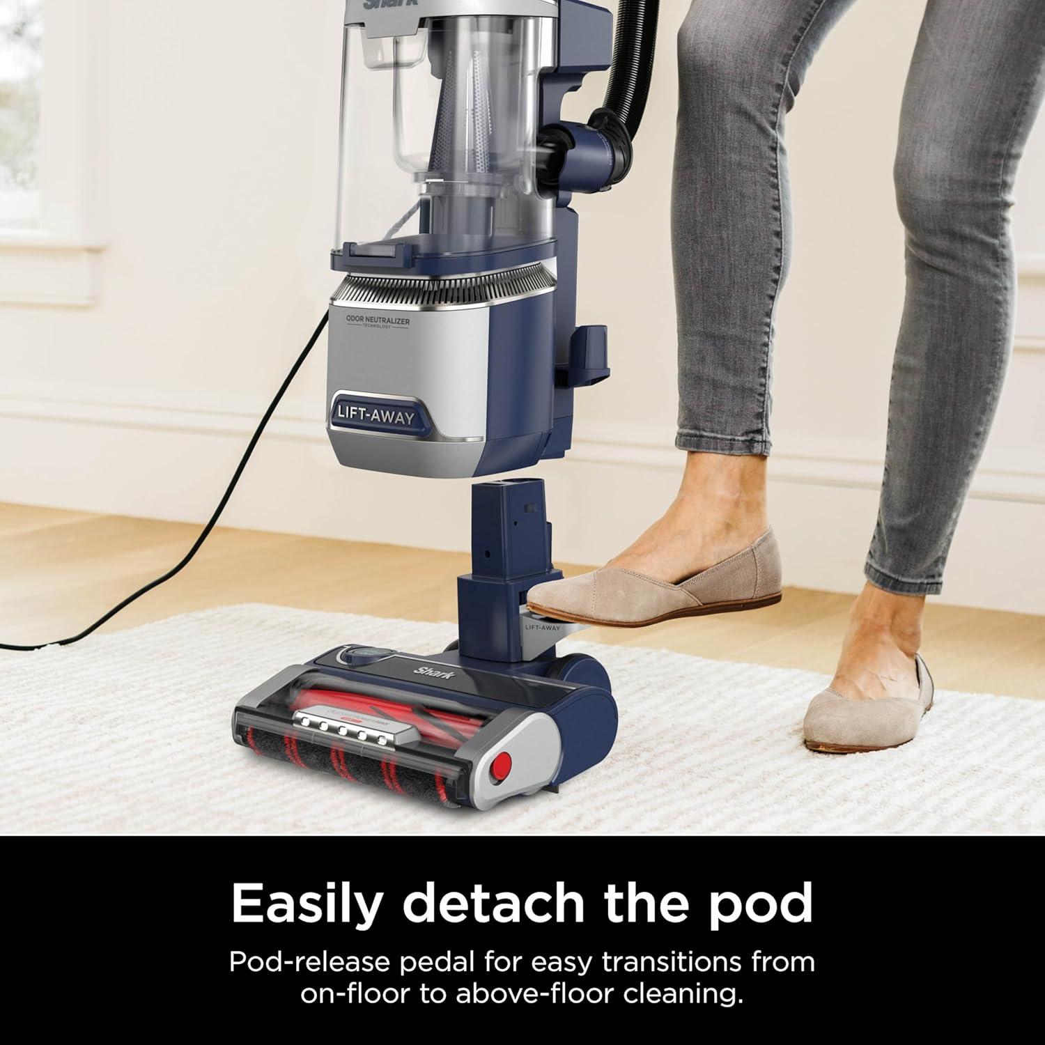 Shark Pet Performance Plus Lift-Away Upright Vacuum with DuoClean & Odor Neutralizer Technology, Anti-Allergen Complete Seal Technology & HEPA Filter, Navy/Silver (Renewed)