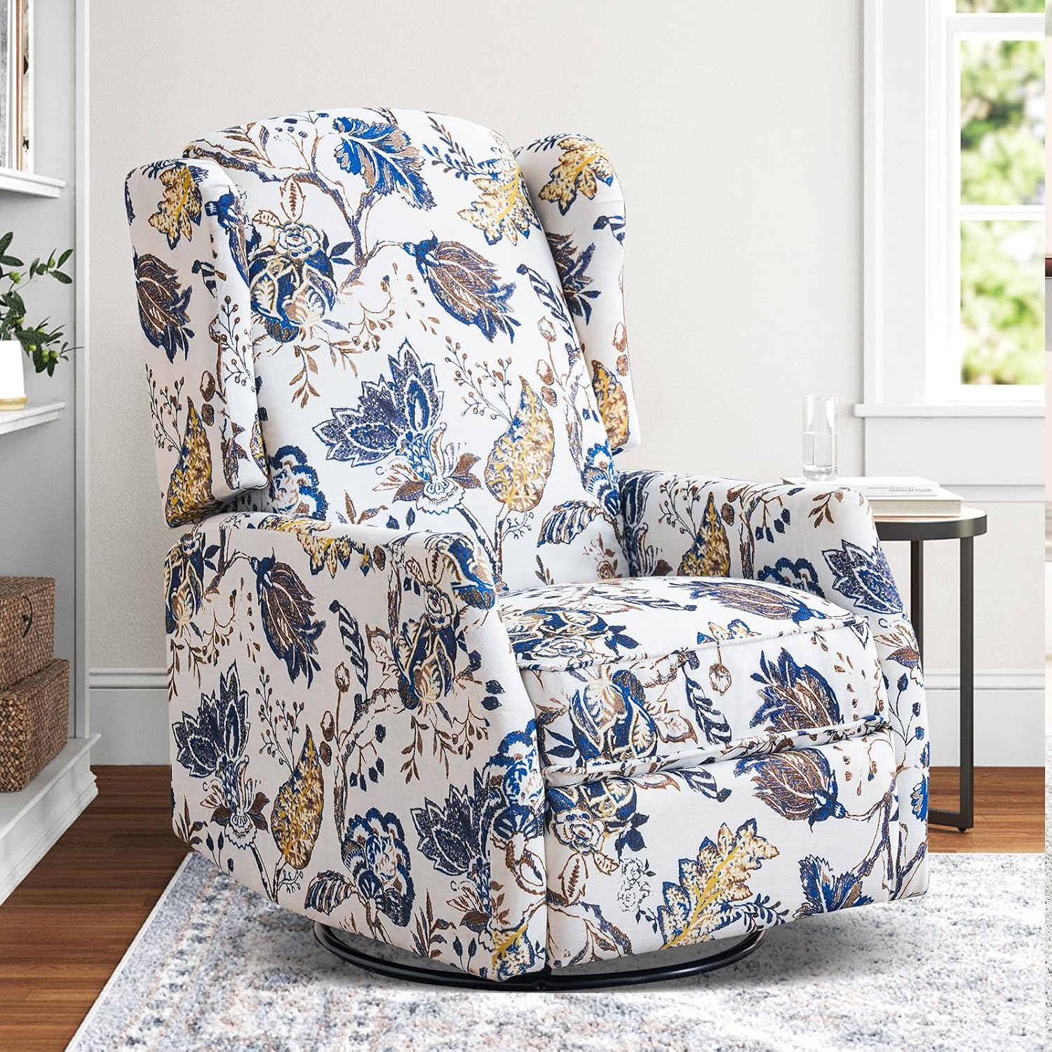 Swivel Rocker Recliner, Manual Rocker Recliner Chair for Adults, Glider Rocking Chair for Nursery with Padded Seat for Living Room, 360° Swivel Rocking Chair Small Recliners for Small Spaces