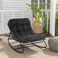 Grand patio Outdoor Rocking Chair, Padded Cushion Recliner Rocker for Front Porch Sunroom Patio Backyard, Comfy Lounge Rocking Chair for Napping Relaxing, Grey
