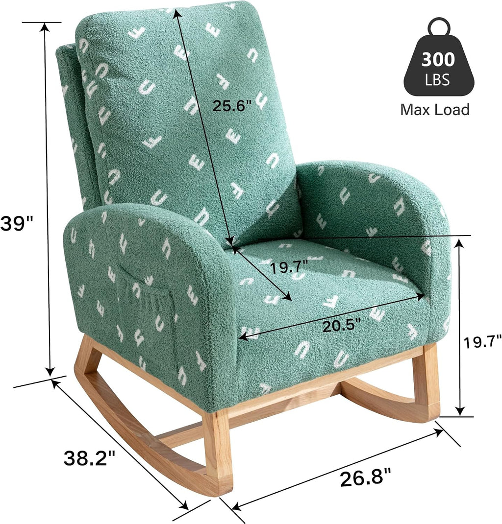 Chifee & Vingol Rocking Chair Nursery Sherpa Boucle Nursing Glider Rocker Chair, Teddy Green