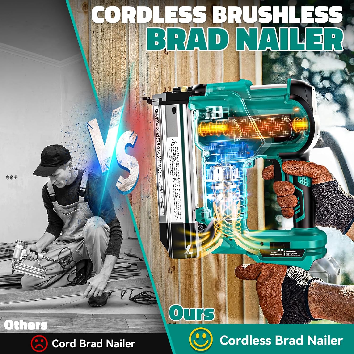 Ecarke 2' Brad Nailer Cordless Stapler Compatible with Makita 18V (No Battery), 2 in 1 Electric Nail Gun/Staple Gun with 18GA Nails/Staples, Battery Power Nail Gun for Trim Wood Crafting Carpentry DIY
