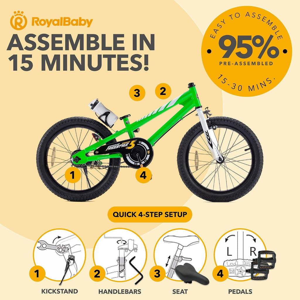 RoyalBaby Kids Bike with Dual Handbrake for Beginners,12 14 16 18 20 Inch Bicycle for Boys & Girls Ages 3-10 Years