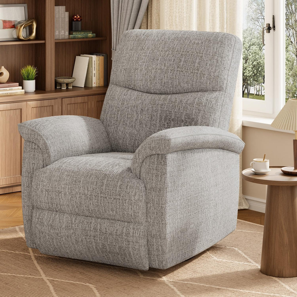 GarveeHome Manual Swivel Rocker Recliner Chair, 360° Swivel Oversized Chenille Reclining Armchair for Living Room Bedroom Home Theater, 150° Recline, Heavy Duty 350 LBS Capacity Single Sofa