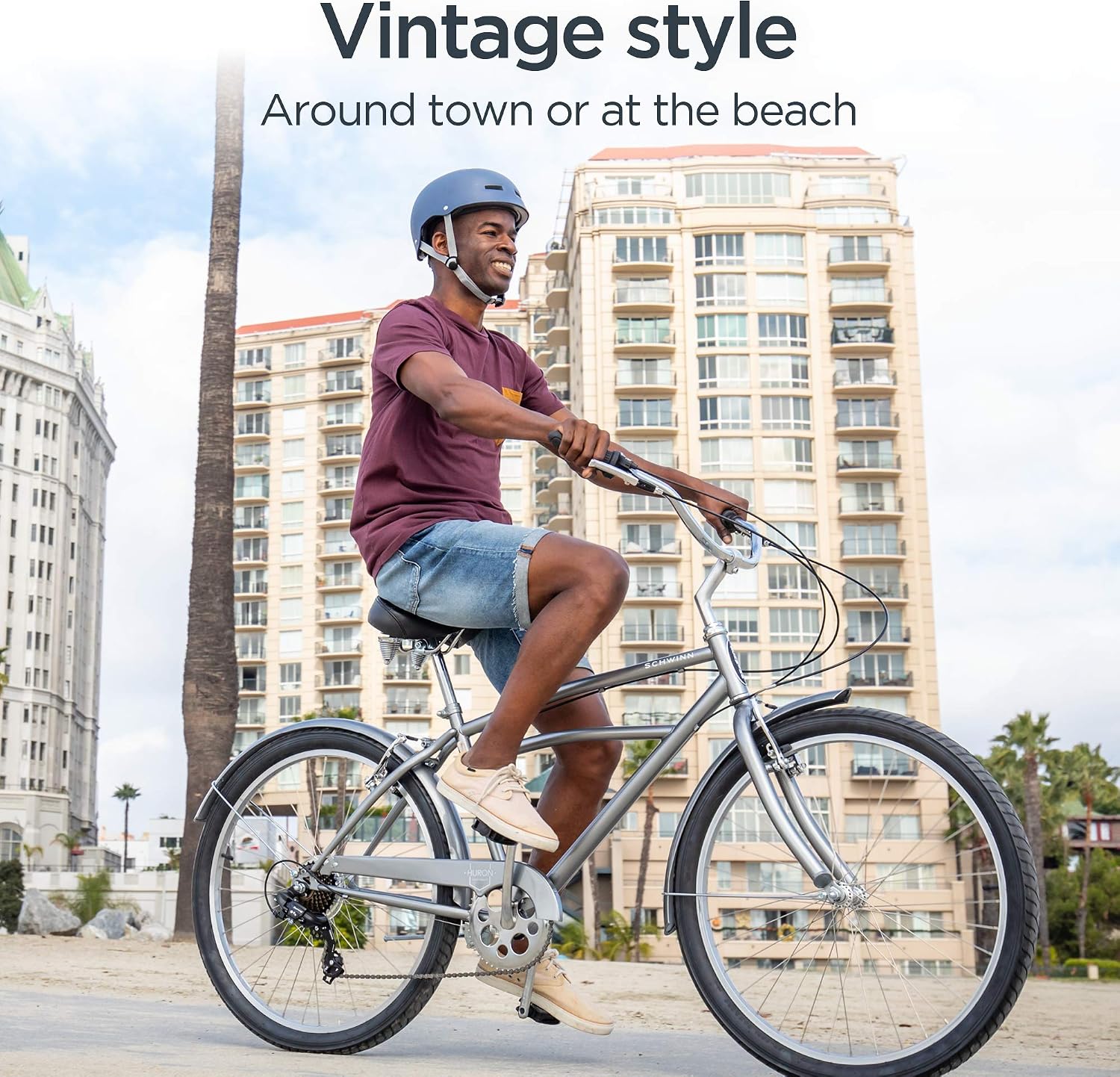 Schwinn Cruiser Bike, 26 Inch Bike for Women and Men, Beach Cruiser Bicycle, Linear Pull Brakes, Comfortable Padded Seat, Upright Riding Position, Adult Bicycle