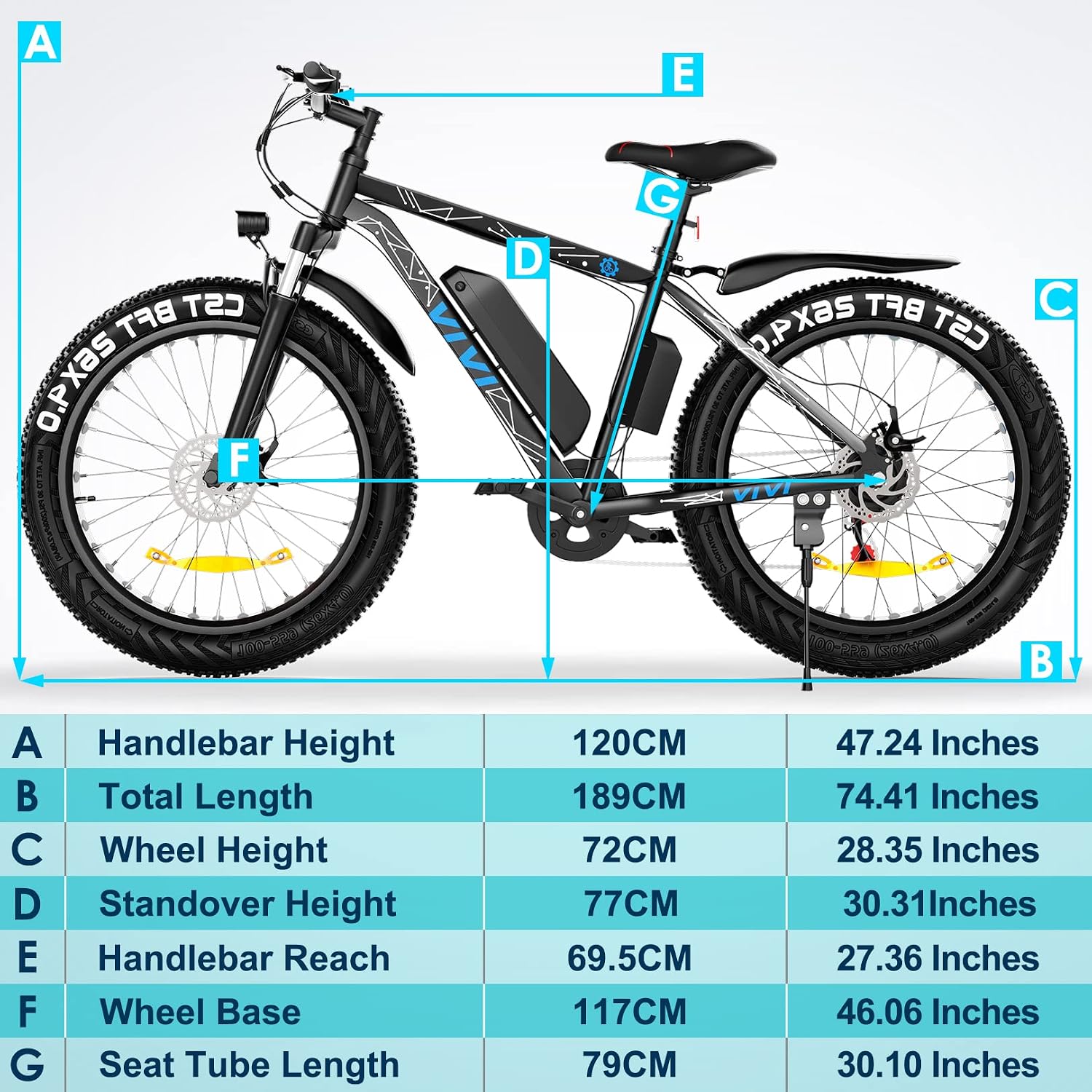 Vivi Electric Bike 26' x 4.0 Fat Tire Ebikes for Adults, Peak 750W Electric Mountain Bike, 20MPH Electric Bicycle with 48V 13AH Removable Lithium-Ion Battery, Up to 60 Miles, SGS Certified to UL2849
