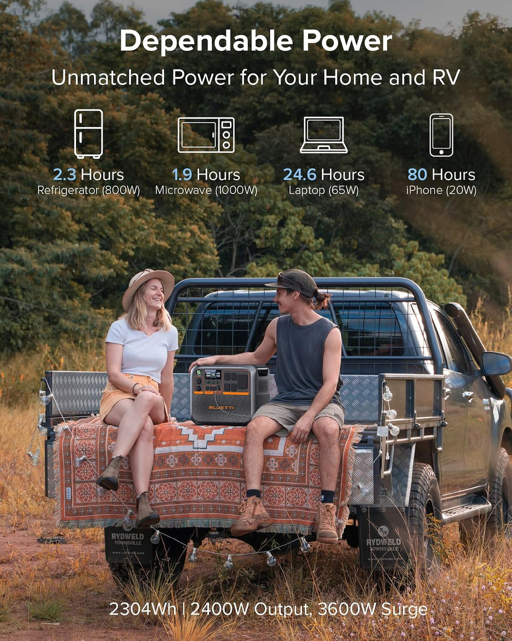 ExpertPower AC200PL Solar Generator w/ 1x 300W Panel, 2304Wh/2400W LiFePO₄ Portable Power Station (3600W Surge), 4×120V AC, TT-30, USB-C 100W×2, 2400W AC & 1200W Solar Input for RV, Camping, Backup