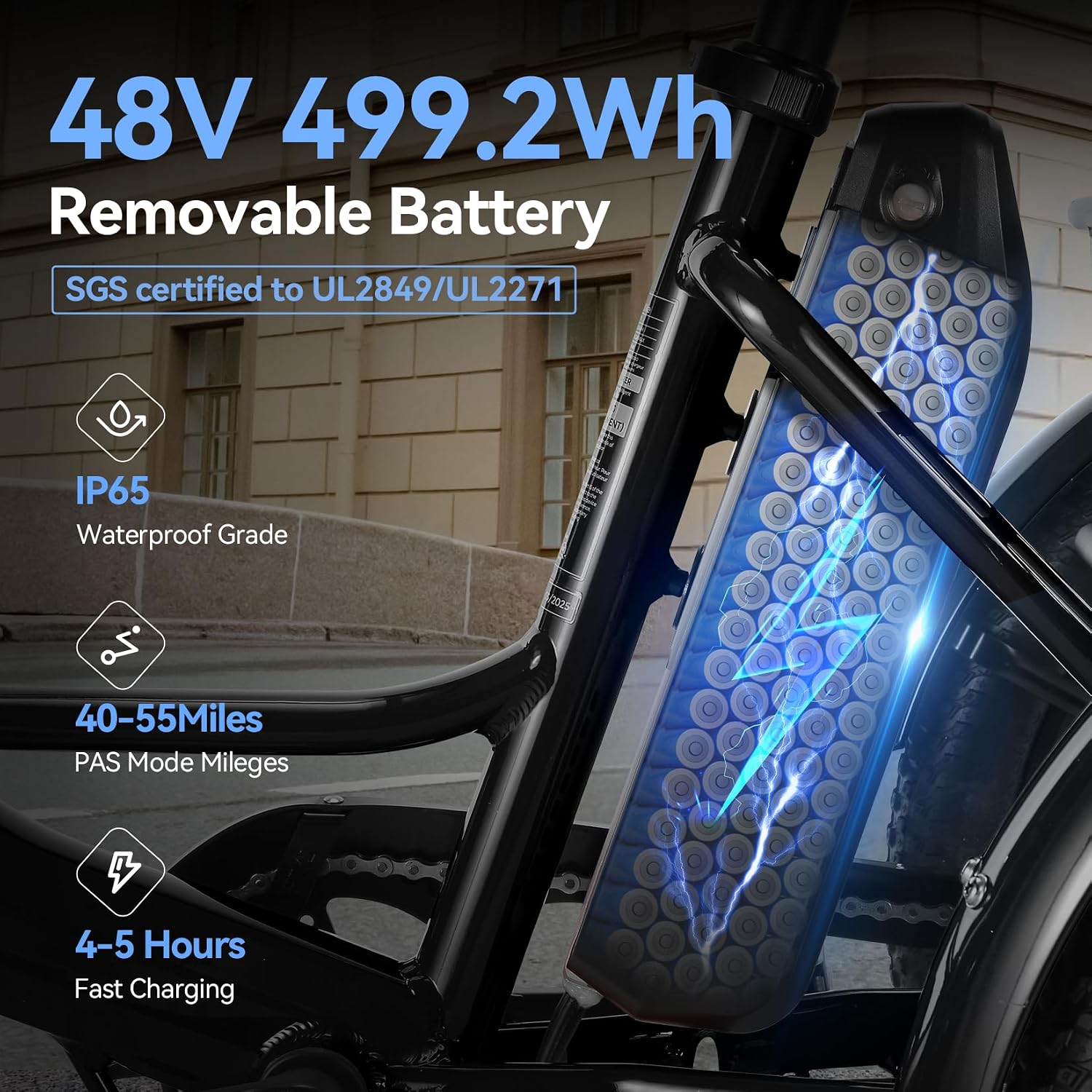 Vivi 750W Peak 20'' Folding 3 Wheels Electric Bicycle Bikes, 48V 10.4Ah Removable Battery Electric Tricycle for Adults, Speed Differential, 15.5MPH Eletric Trike with Bracket