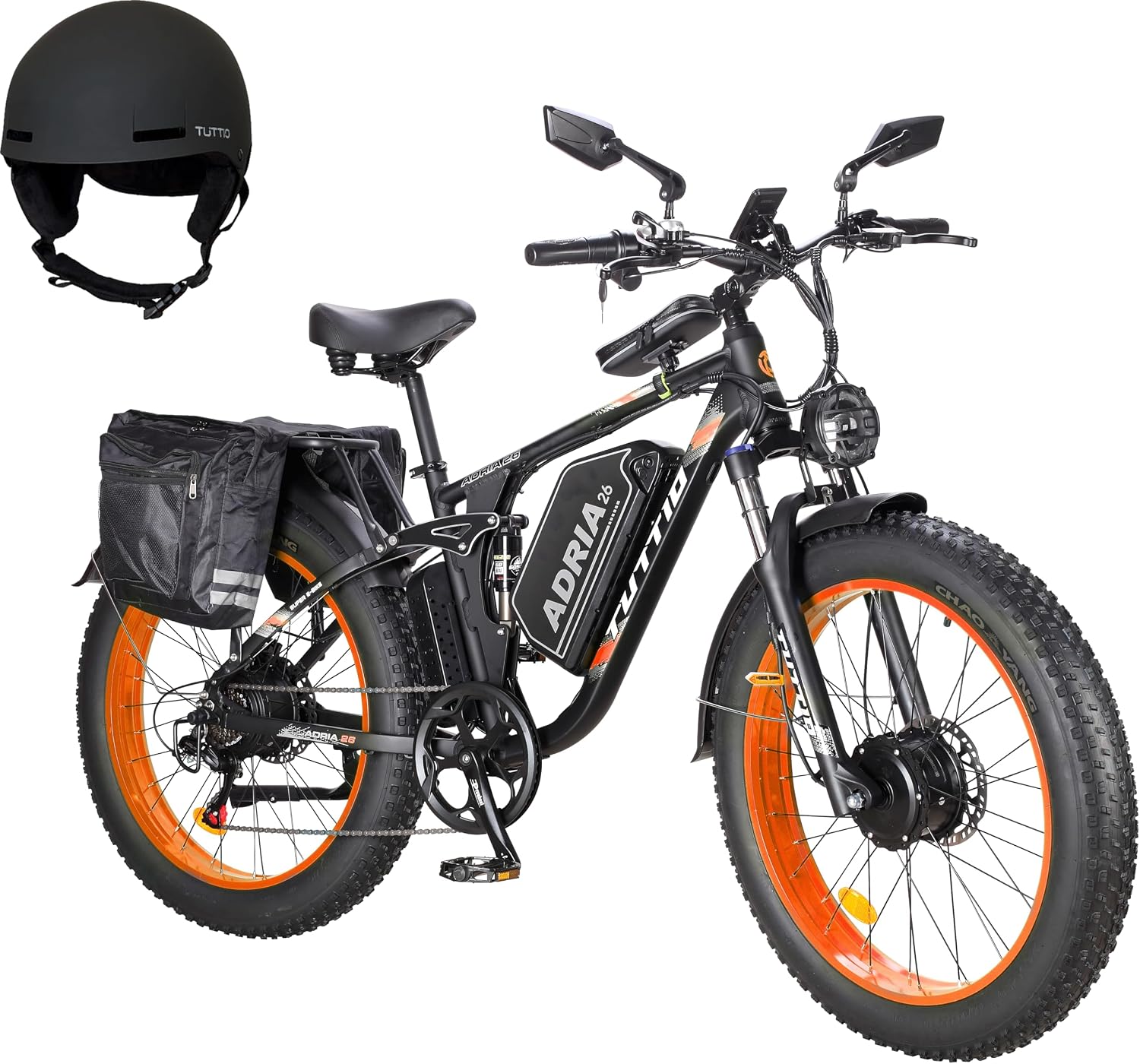 Tuttio-Adria26 6000W/5000W Peak Dual-Motor Ebike for Adults - 52V Fast Ebike, Long-Range Electric Bicycle, Full Suspension, 26 Inch Fat Tire Bike for Off-Road, Mountain, Snow, Hunting, Commuting