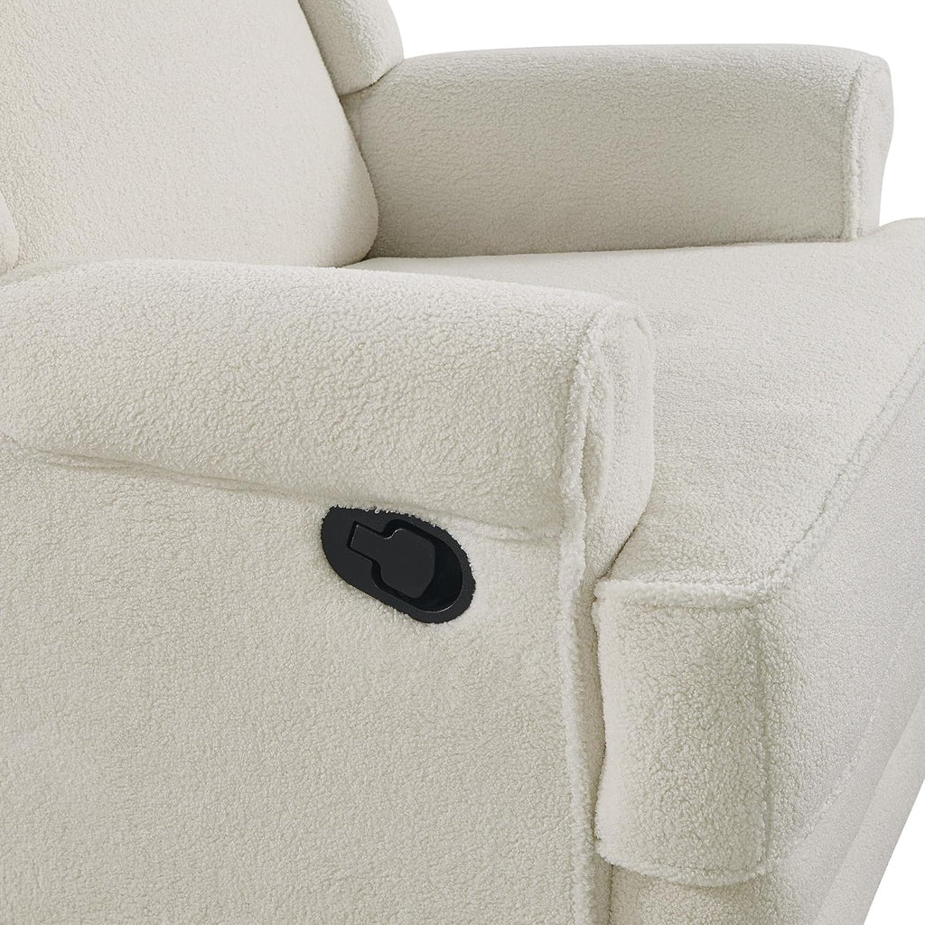 Oxford Baby Teegan Upholstered Glider Recliner Rocking Chair 360° Swivel for Nursery and Living Room - Boucle White