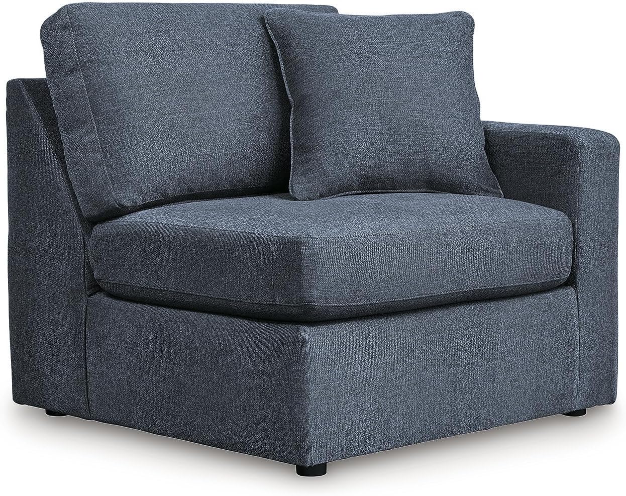 Signature Design by Ashley Contemporary Modmax Stain Resistant U-Shape Left-Arm Facing 4-Piece Sectional with Chaise and Reversible Cushion, Dark Blue