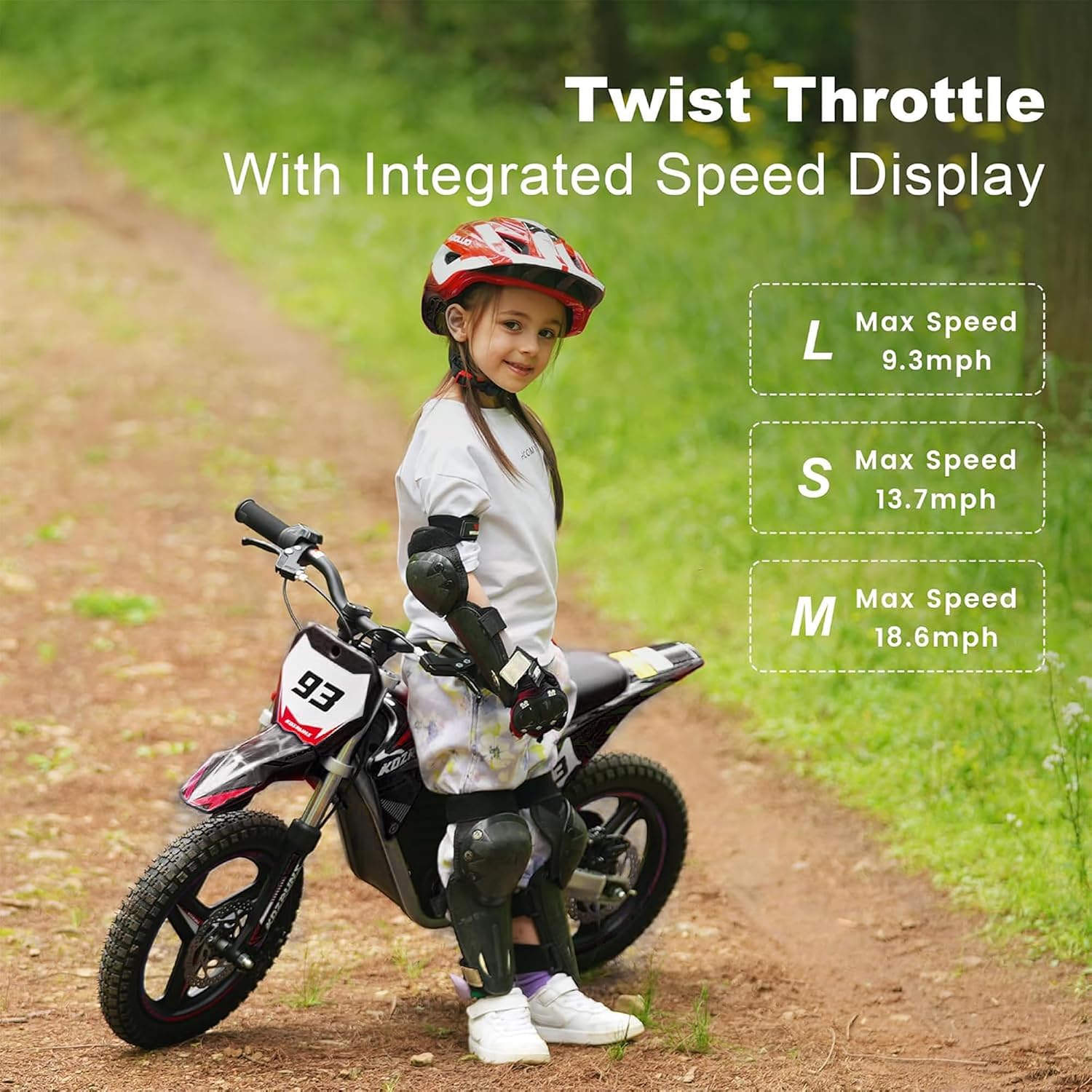 Electric Dirt Bike for Boys Girls Ages 5-10, 350W High Racing Competition Grade Motorcycle, Up to 18MPH 3 Speed Settings Balance Bike, 14IN Off-Road Tires Advanced Shock Absorption, Black