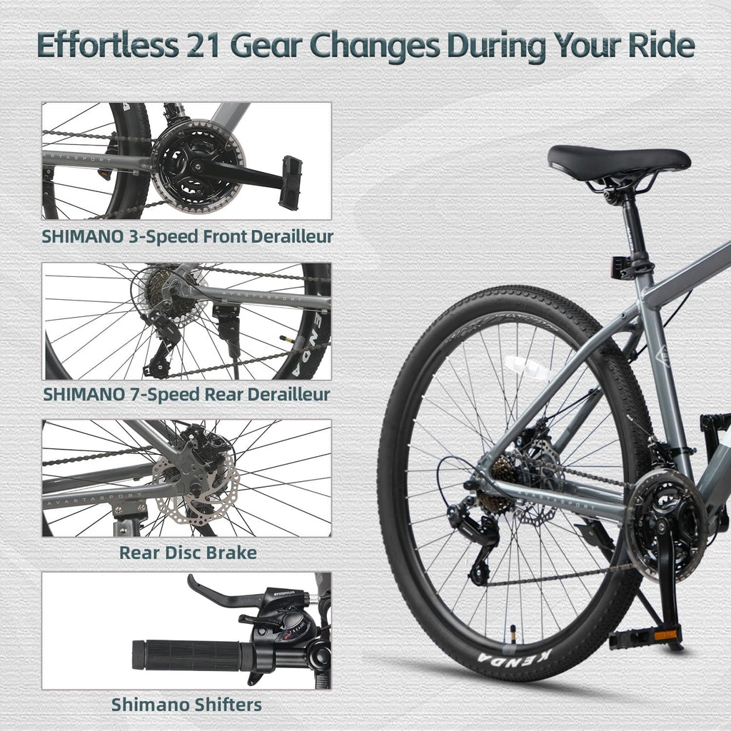 AVASTA Earth 26 27.5 inch Mountain Bike with 21-Speed, Aluminum Frame, Dual Disc Brake, Comfortable Saddle, Multiple Colors