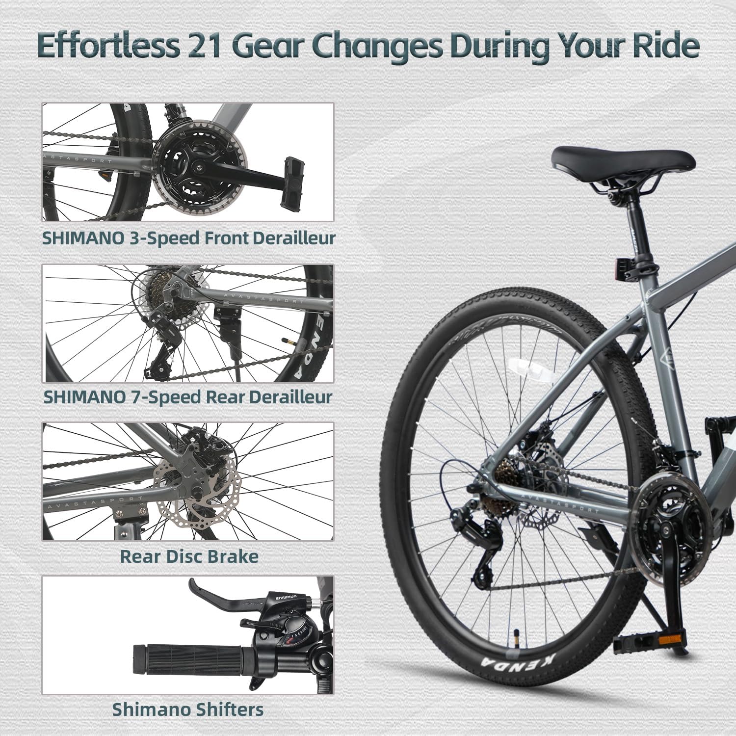 AVASTA Earth 26 27.5 inch Mountain Bike with 21-Speed, Aluminum Frame, Dual Disc Brake, Comfortable Saddle, Multiple Colors