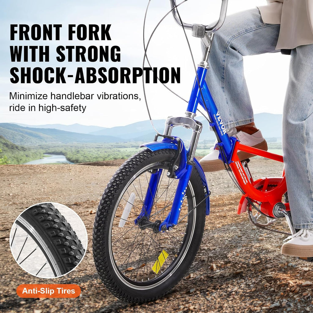 VEVOR Folding Adult Tricycle,Adult Folding Trikes, 3 Wheel Cruiser Bike with Large Basket & Adjustable Seat, Shopping Picnic Foldable Tricycles for Women, Men, Seniors