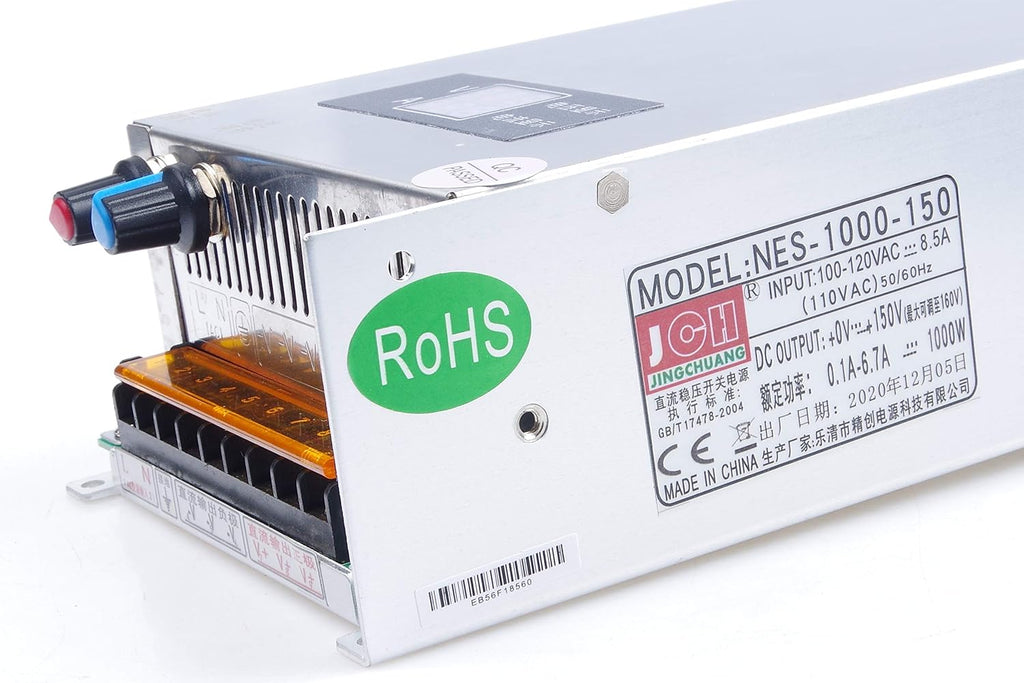 Adjustable DC Power Voltage Converter AC 110V to DC 0-150V 0-6.7A Module 150V Switching Power Supply Digital Display 1000W Voltage Regulator Built in Cooling Fan (0-150V 0-6.7A)