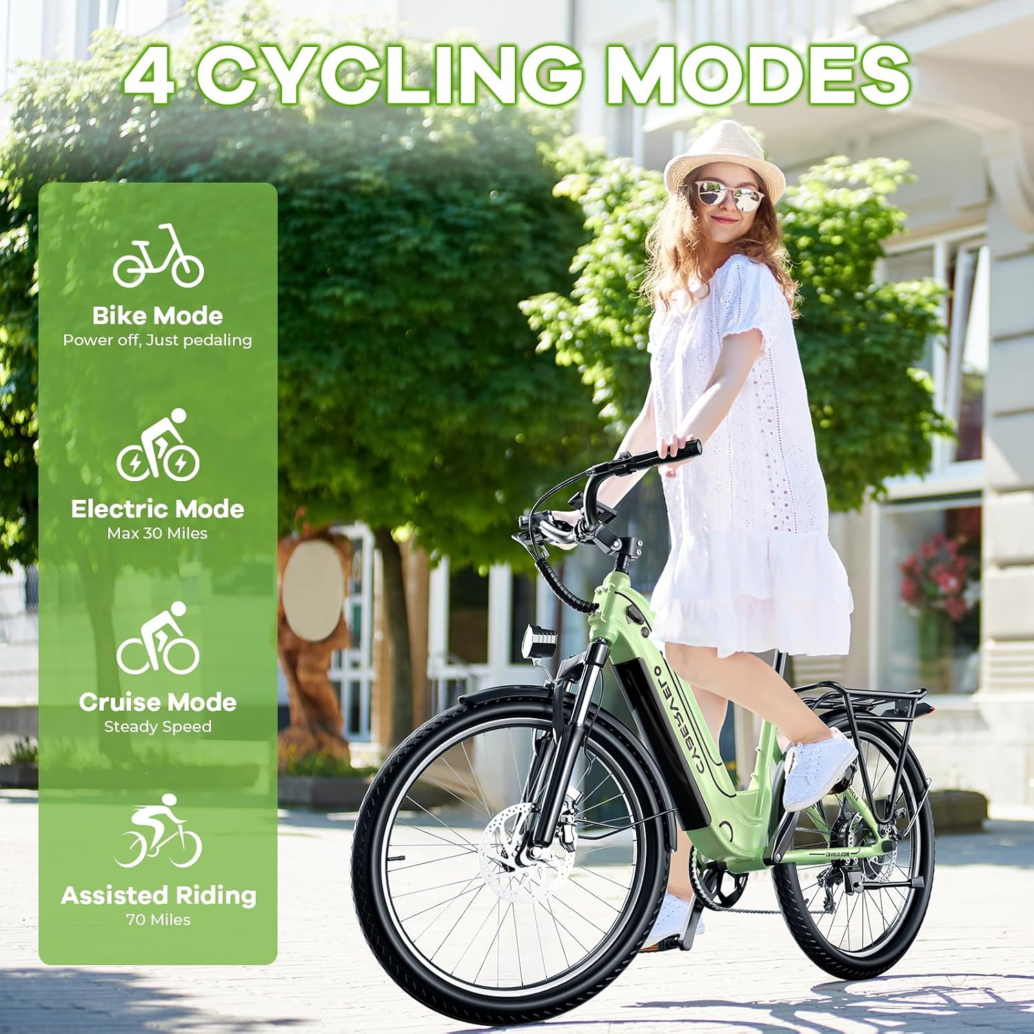 Cybervelo 750W Peak Electric Bike for Adults,up 80 Miles Removable Battery Ebike, 26' Electric E Bike with 7-Speed,Adult Electric Bicycles for Commute Beach Snow Womens/Man All Terrain