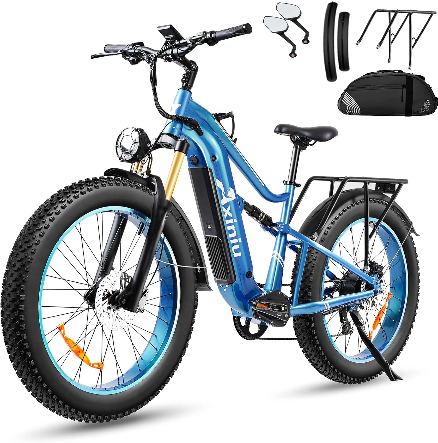 Electric Bike for Adults, 1800W Motor 52V 30Ah Samsung Battery Electric Mountain Bicycles, 26' Fat Tire Full Suspension Beach Snow Off Road E Bike, 35MPH & 120 Miles Long Range Ebike